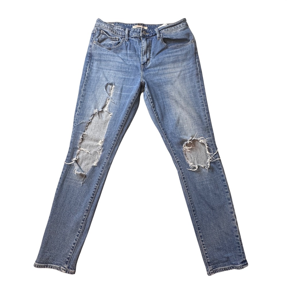 Levi's‎ 721 Jeans Womens 30 Blue High Rise Skinny Distressed Ripped Denim Pants